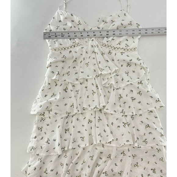 Forever 21 Tiered Floral Print Strappy Sleeve Mini Dress Size Sm Boho Prairie - Picture 11 of 12